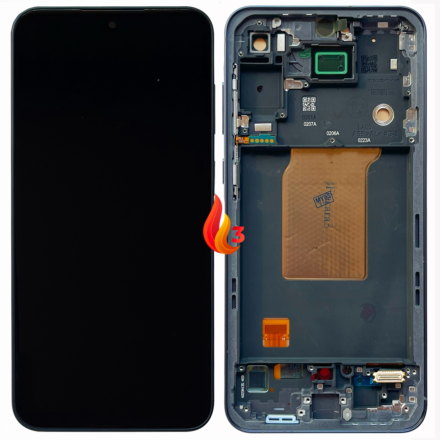 Display Samsung A55 OLED cu rama, Negru