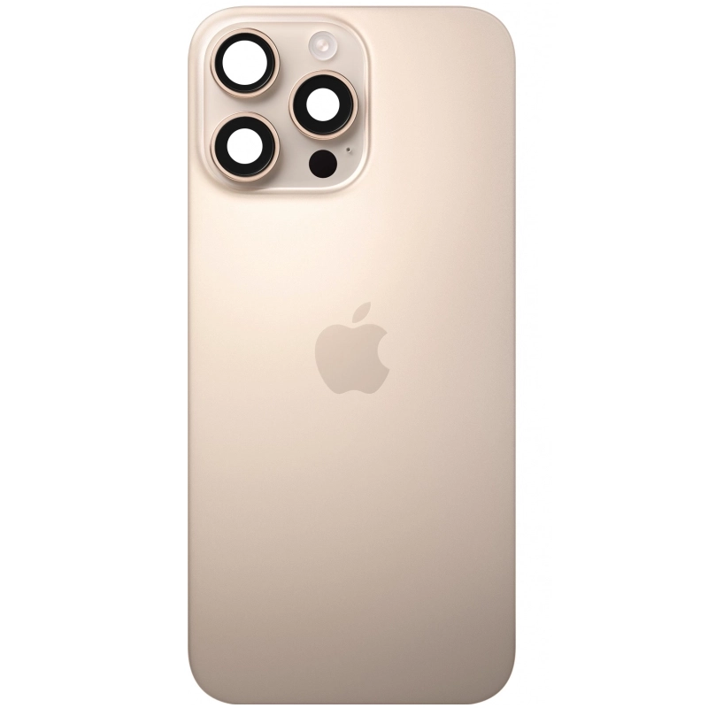 Spate telefon: Capac baterie Iphone 16 Pro cu Lentile si Magnet OEM, Desert